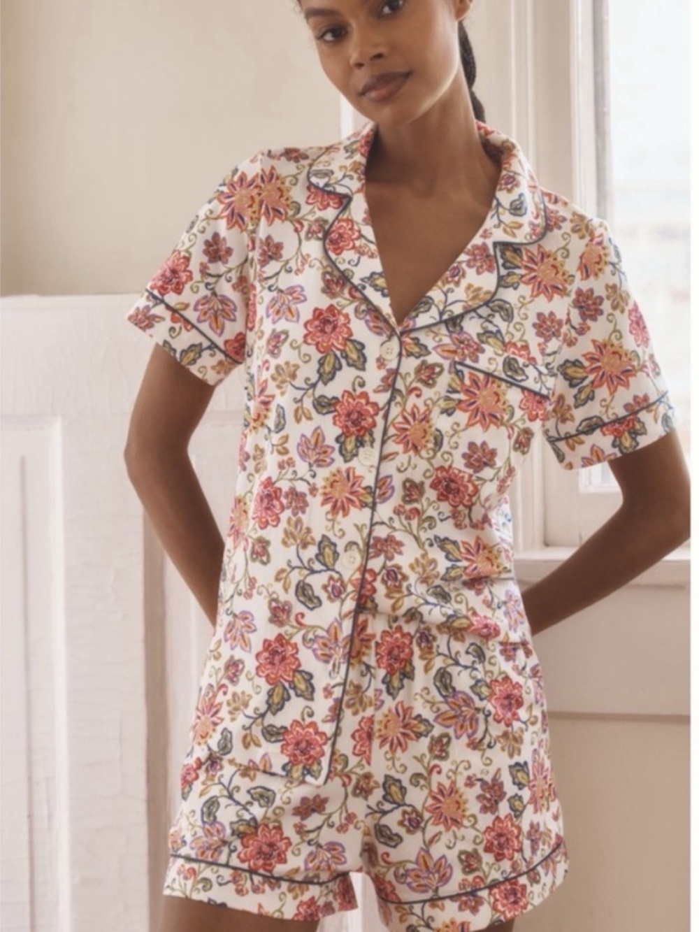 NWT BedHead Organic Pajama Set Desert Flower Short-Sleeve Top /Shorts , size M